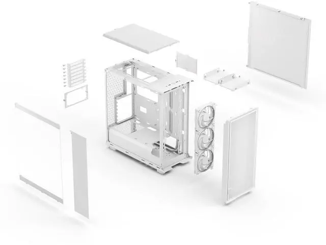 Alt view image 17 of 17 - Fractal Design Epoch White RGB - Tempered Glass Clear Tint- High Airflow PC Gaming Case - Mesh Front Panel - Three Momentum 12 RGB Fans Included - Spacious Interior - ATX/mATX/ITX Support