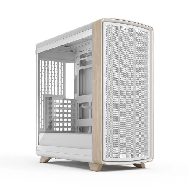 Main image of Fractal Design Summit Chalk White TG Light Oak PC Gaming Case - Tempered Glass Side Panel - Three Momentum 14 Fans Included - ATX Reverse Connector and E-ATX/ATX/mATX/ITX Motherboard Support