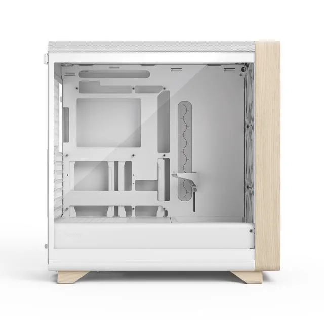 Alt view image 3 of 17 - Fractal Design Summit Chalk White TG Light Oak PC Gaming Case - Tempered Glass Side Panel - Three Momentum 14 Fans Included - ATX Reverse Connector and E-ATX/ATX/mATX/ITX Motherboard Support