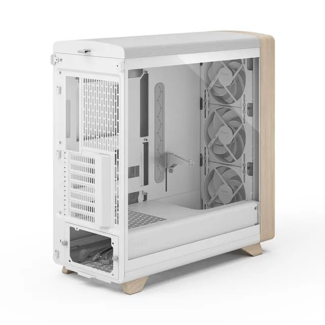 Alt view image 5 of 17 - Fractal Design Summit Chalk White TG Light Oak PC Gaming Case - Tempered Glass Side Panel - Three Momentum 14 Fans Included - ATX Reverse Connector and E-ATX/ATX/mATX/ITX Motherboard Support
