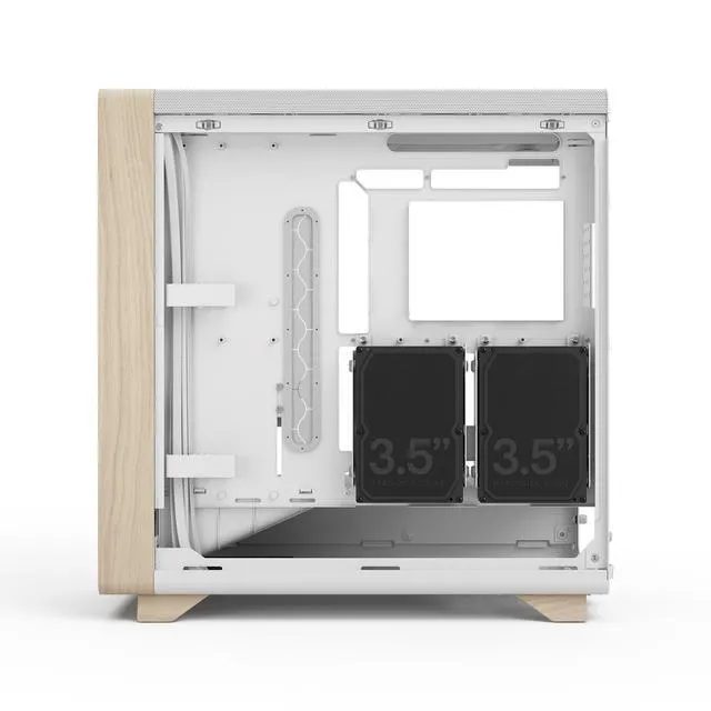 Alt view image 7 of 17 - Fractal Design Summit Chalk White TG Light Oak PC Gaming Case - Tempered Glass Side Panel - Three Momentum 14 Fans Included - ATX Reverse Connector and E-ATX/ATX/mATX/ITX Motherboard Support