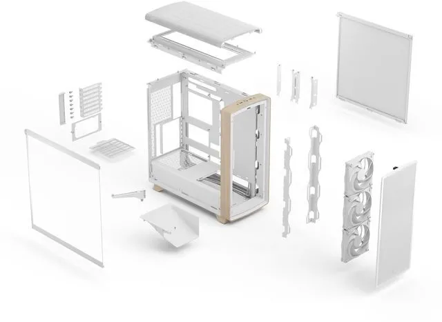 Alt view image 8 of 17 - Fractal Design Summit Chalk White TG Light Oak PC Gaming Case - Tempered Glass Side Panel - Three Momentum 14 Fans Included - ATX Reverse Connector and E-ATX/ATX/mATX/ITX Motherboard Support