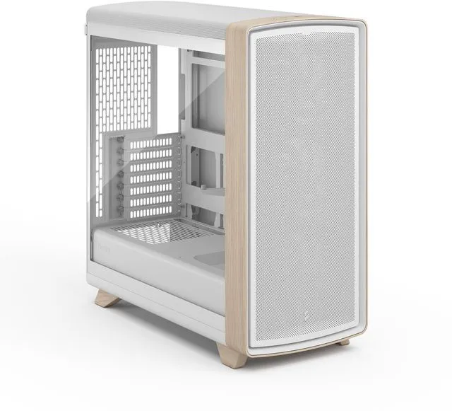 Alt view image 9 of 17 - Fractal Design Summit Chalk White TG Light Oak PC Gaming Case - Tempered Glass Side Panel - Three Momentum 14 Fans Included - ATX Reverse Connector and E-ATX/ATX/mATX/ITX Motherboard Support