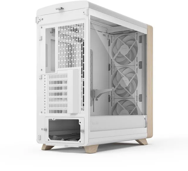 Alt view image 12 of 17 - Fractal Design Summit Chalk White TG Light Oak PC Gaming Case - Tempered Glass Side Panel - Three Momentum 14 Fans Included - ATX Reverse Connector and E-ATX/ATX/mATX/ITX Motherboard Support
