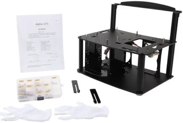 Alt view image 7 of 7 - DIYPC Alpha-GT3 Black Acrylic and Aluminum ATX Bench Case Bench Computer Case Mining Rig Frame Case for ATX/Micro ATX motherboard - PC components not included