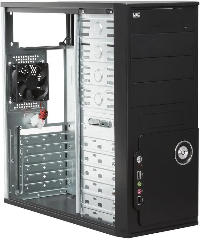 Alt view image 7 of 9 - DIYPC DIY-5823BK Black SECC ATX Mid Tower Computer Case with 1 x 80mm Fan