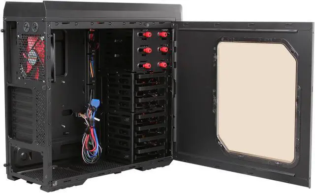 Alt view image 5 of 10 - DIYPC Adventurer-9601R Black/Red Steel Gaming ATX Mid Tower Computer Case with 5 x 120mm Red Fan and 1 x USB 3.0