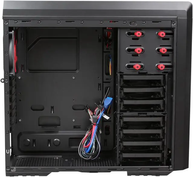Alt view image 6 of 10 - DIYPC Adventurer-9601R Black/Red Steel Gaming ATX Mid Tower Computer Case with 5 x 120mm Red Fan and 1 x USB 3.0