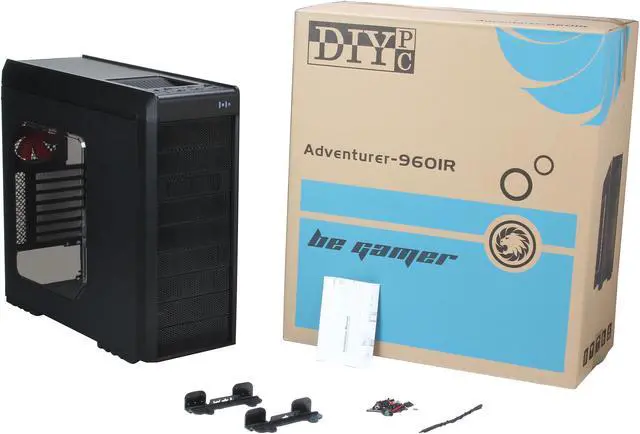 Alt view image 10 of 10 - DIYPC Adventurer-9601R Black/Red Steel Gaming ATX Mid Tower Computer Case with 5 x 120mm Red Fan and 1 x USB 3.0