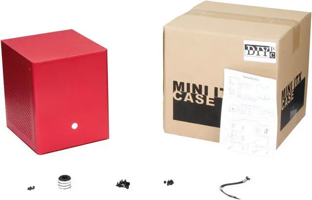 Alt view image 10 of 10 - DIYPC V3plus-R Red Aluminum Mini-ITX Tower Computer Case