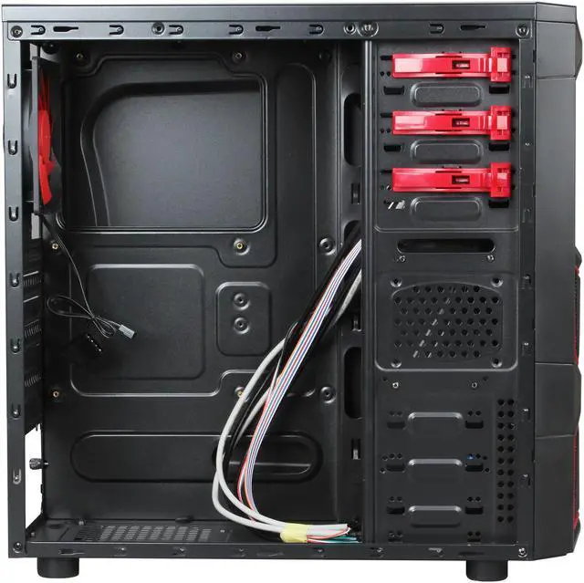Alt view image 6 of 9 - DIYPC Solar-M1-R Black/Red SECC ATX Mid Tower USB 3.0 Gaming Computer Case w/ 2 x 120mm Red Fans