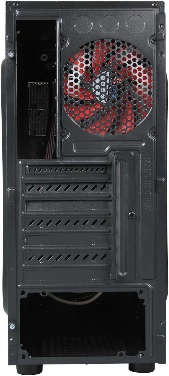 Alt view image 8 of 9 - DIYPC Solar-M1-R Black/Red SECC ATX Mid Tower USB 3.0 Gaming Computer Case w/ 2 x 120mm Red Fans