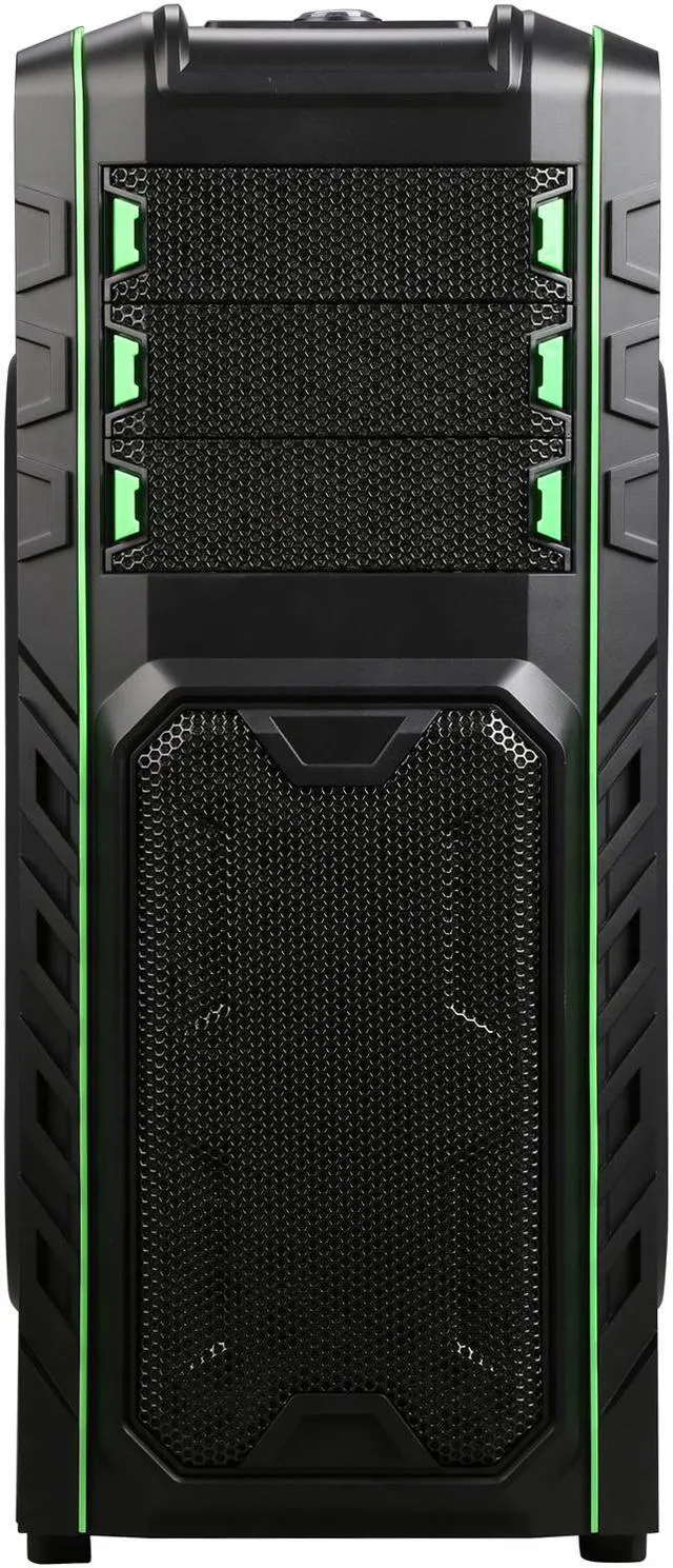 Alt view image 2 of 10 - DIYPC Skyline-07-G Black SECC ATX Full Tower Gaming USB 3.0 Computer Case w/ 7 x 120mm Green fans