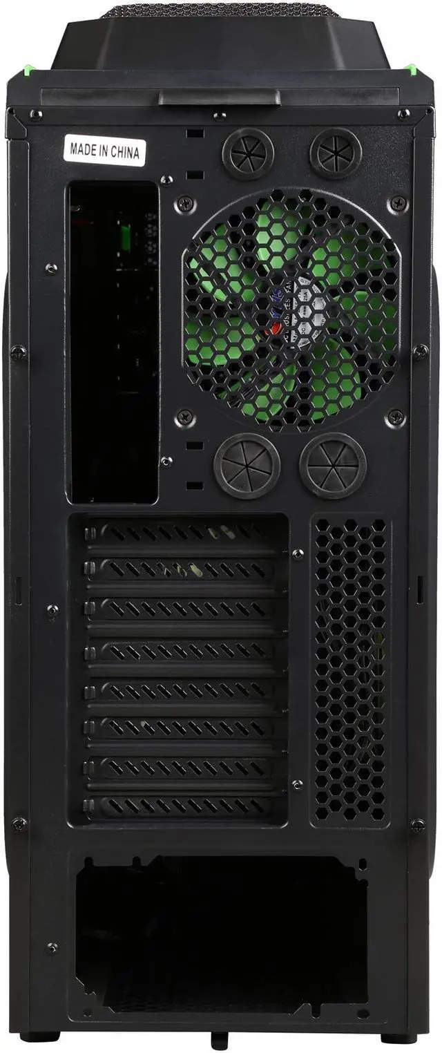 Alt view image 9 of 10 - DIYPC Skyline-07-G Black SECC ATX Full Tower Gaming USB 3.0 Computer Case w/ 7 x 120mm Green fans