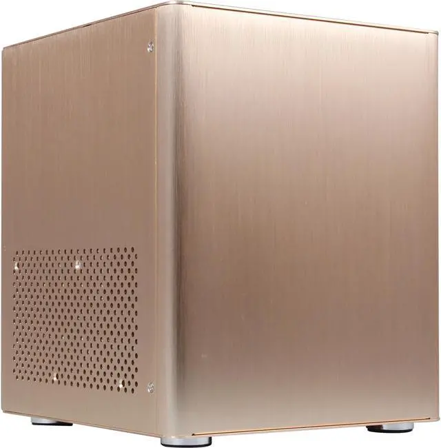 Main image of DIYPC HTPC-MiniCube-Gold Gold Aluminum Mini-ITX Tower Computer Case