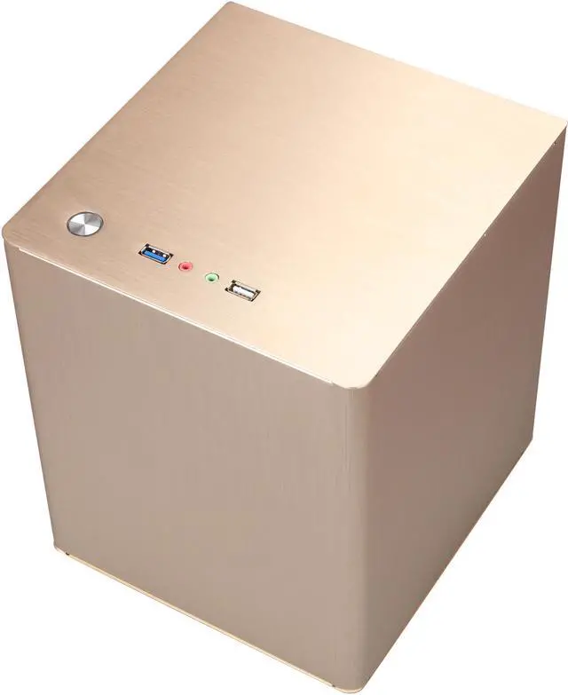 Alt view image 7 of 9 - DIYPC HTPC-MiniCube-Gold Gold Aluminum Mini-ITX Tower Computer Case