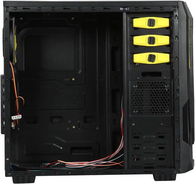 Alt view image 6 of 9 - DIYPC Ranger-R8-Y Black/Yellow USB 3.0 ATX Mid Tower Gaming Computer Case with 3 x Yellow Fans (1 x 140mm LED Fan x side, 1x120mm LED Fan x front, 1 x 120mm fan x rear)