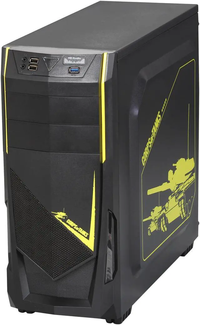 Alt view image 3 of 9 - DIYPC Ranger-R8-Y Black/Yellow USB 3.0 ATX Mid Tower Gaming Computer Case with 3 x Yellow Fans (1 x 140mm LED Fan x side, 1x120mm LED Fan x front, 1 x 120mm fan x rear)