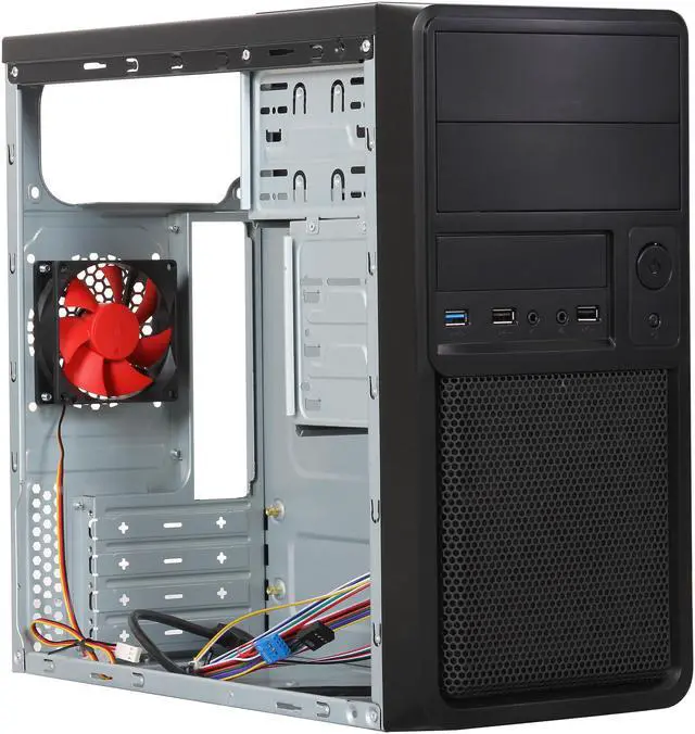 Alt view image 7 of 9 - DIYPC M89-R Black/Red USB 3.0 Micro-ATX Mini Tower Gaming Computer Case with Dual Red Fans (1 x 120mm LED x Front, 1 x 80mm x Rear)