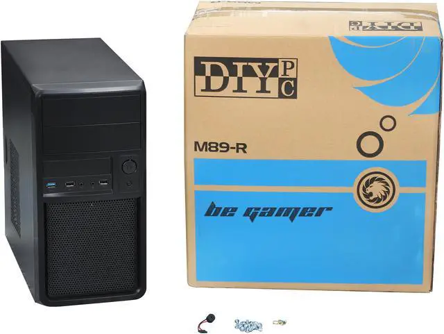 Alt view image 9 of 9 - DIYPC M89-R Black/Red USB 3.0 Micro-ATX Mini Tower Gaming Computer Case with Dual Red Fans (1 x 120mm LED x Front, 1 x 80mm x Rear)