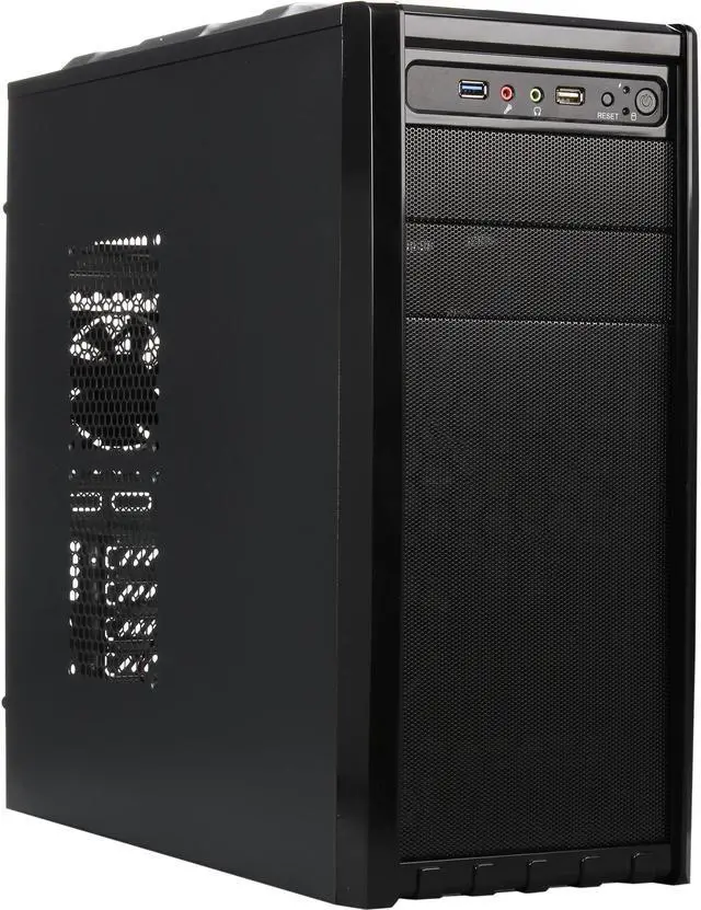Main image of DIYPC FM08-BK Black USB 3.0 ATX Mid Tower Computer Case with 1 x 120mm and 1x 80mm Fan