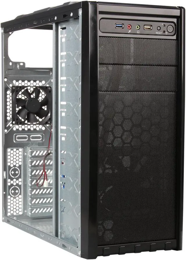 Alt view image 7 of 9 - DIYPC FM08-BK Black USB 3.0 ATX Mid Tower Computer Case with 1 x 120mm and 1x 80mm Fan