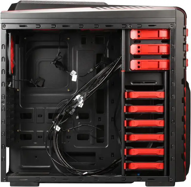 Alt view image 6 of 10 - DIYPC Skyline-07-R Black / Red SPCC ATX Full Tower Gaming Computer Case with 7 x 120mm Red Fans, Hot Swap Docking, Fan Controller