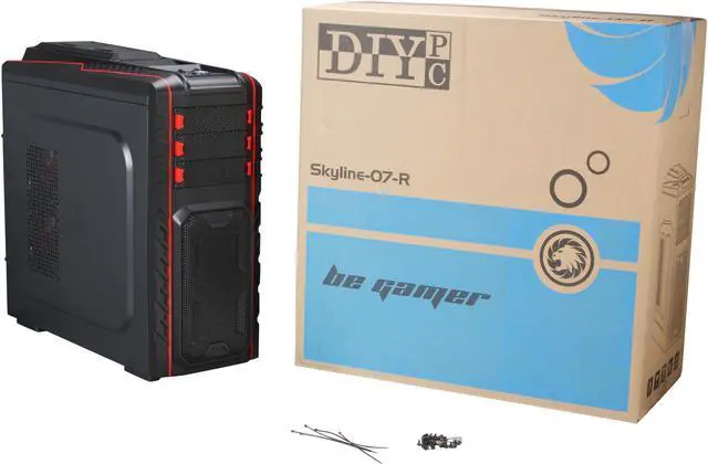 Alt view image 10 of 10 - DIYPC Skyline-07-R Black / Red SPCC ATX Full Tower Gaming Computer Case with 7 x 120mm Red Fans, Hot Swap Docking, Fan Controller
