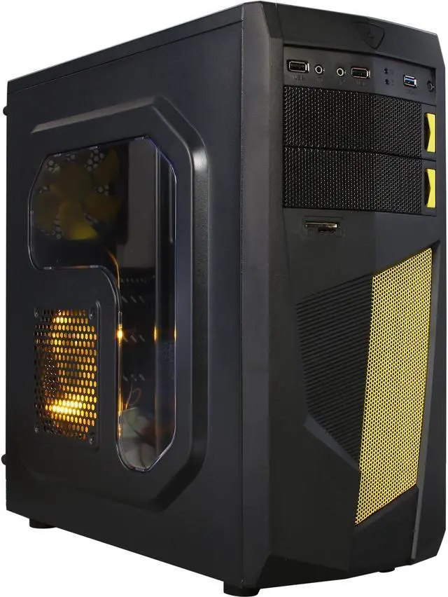 Main image of DIYPC Mirage-D1-Y Black / Yellow SECC ATX Mid Tower Computer Case