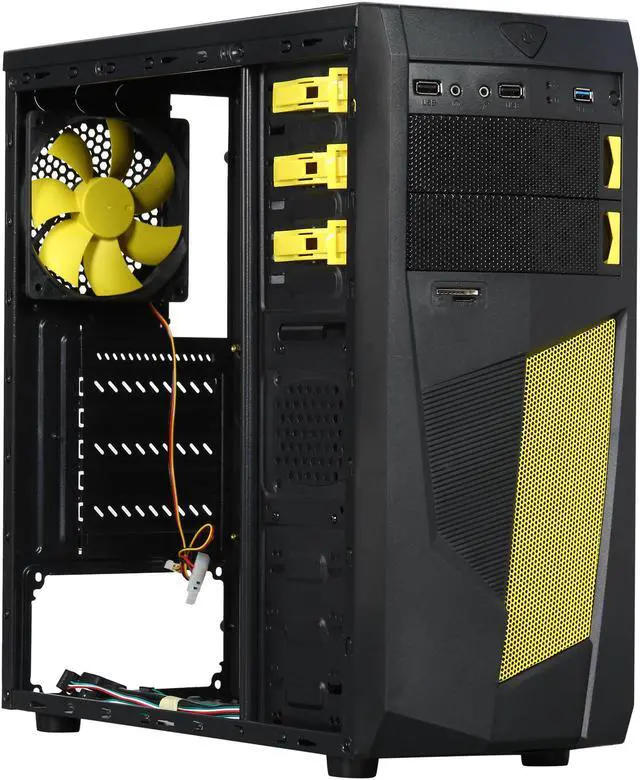 Alt view image 8 of 9 - DIYPC Mirage-D1-Y Black / Yellow SECC ATX Mid Tower Computer Case