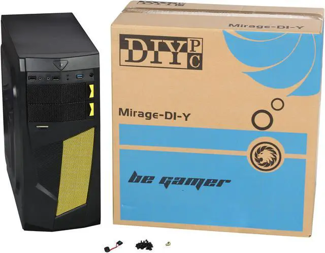 Alt view image 10 of 9 - DIYPC Mirage-D1-Y Black / Yellow SECC ATX Mid Tower Computer Case