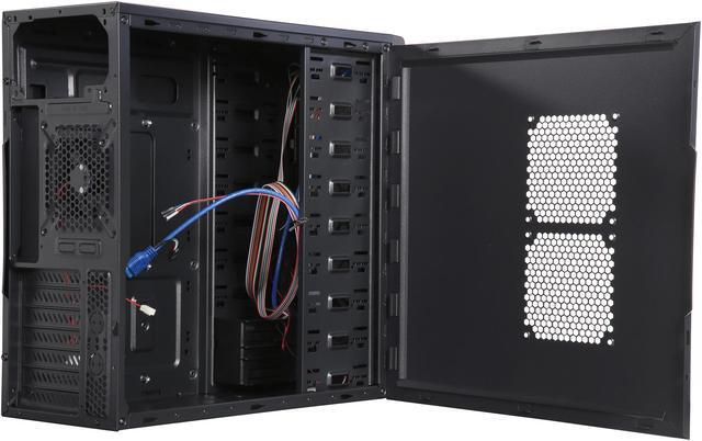 Alt view image 6 of 9 - DIYPC FM18-BK Black USB 3.0 ATX Mid Tower Computer Case with 1 x 120mm and 1x 80mm Fan