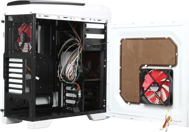 Alt view image 5 of 10 - DIYPC Shadow-H01-W White Dual USB 3.0 ATX Mid Tower Gaming Computer Case with Build-in 6 x Red Fans (2 x 120mm LED Fan x Top, 2 x 120mm LED Fan x Front, 1 x 140mm Fan x Side, 1 x 120mm Fan x rear