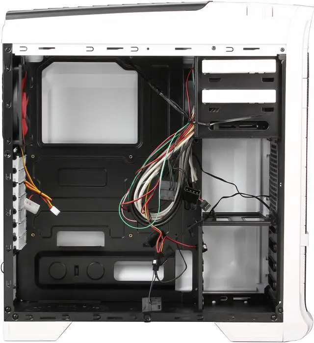Alt view image 6 of 10 - DIYPC Shadow-H01-W White Dual USB 3.0 ATX Mid Tower Gaming Computer Case with Build-in 6 x Red Fans (2 x 120mm LED Fan x Top, 2 x 120mm LED Fan x Front, 1 x 140mm Fan x Side, 1 x 120mm Fan x rear