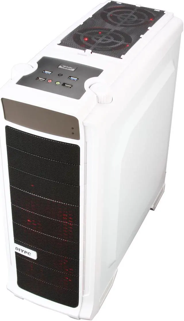 Alt view image 8 of 10 - DIYPC Shadow-H01-W White Dual USB 3.0 ATX Mid Tower Gaming Computer Case with Build-in 6 x Red Fans (2 x 120mm LED Fan x Top, 2 x 120mm LED Fan x Front, 1 x 140mm Fan x Side, 1 x 120mm Fan x rear