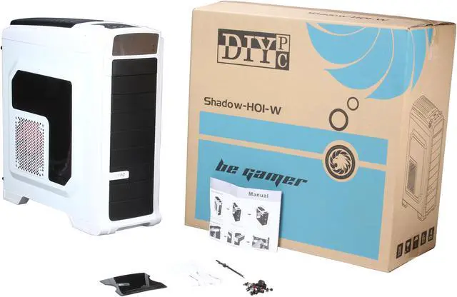 Alt view image 10 of 10 - DIYPC Shadow-H01-W White Dual USB 3.0 ATX Mid Tower Gaming Computer Case with Build-in 6 x Red Fans (2 x 120mm LED Fan x Top, 2 x 120mm LED Fan x Front, 1 x 140mm Fan x Side, 1 x 120mm Fan x rear