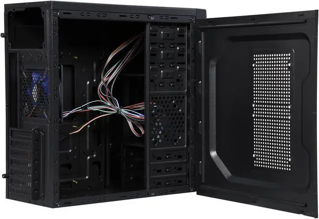 Alt view image 6 of 10 - DIYPC Solo-T1-BK Black USB 3.0 ATX Mid Tower Gaming Computer Case with 2 x Blue Fans (1 x 120mm LED fan x front, 1 x 120mm fan x rear) Pre-installed