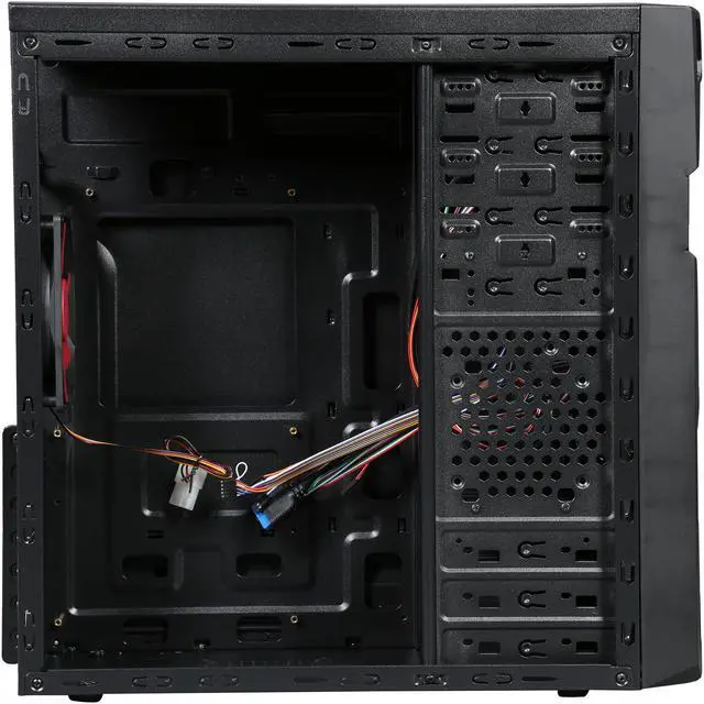 Alt view image 7 of 10 - DIYPC Solo-T1-R Black USB 3.0 ATX Mid Tower Gaming Computer Case with 2 x Red Fans (1 x 120mm LED Fan x Front, 1 x120mm Fan x Rear) Pre-installed