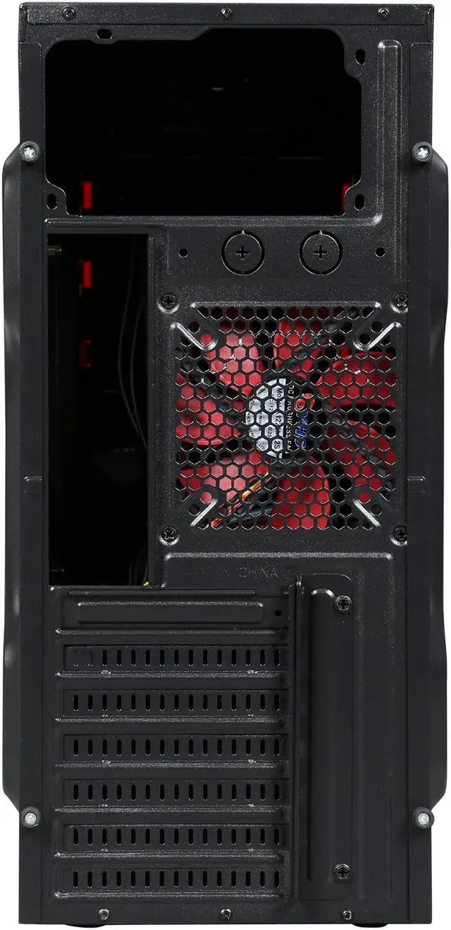 Alt view image 9 of 10 - DIYPC Solo-T1-R Black USB 3.0 ATX Mid Tower Gaming Computer Case with 2 x Red Fans (1 x 120mm LED Fan x Front, 1 x120mm Fan x Rear) Pre-installed