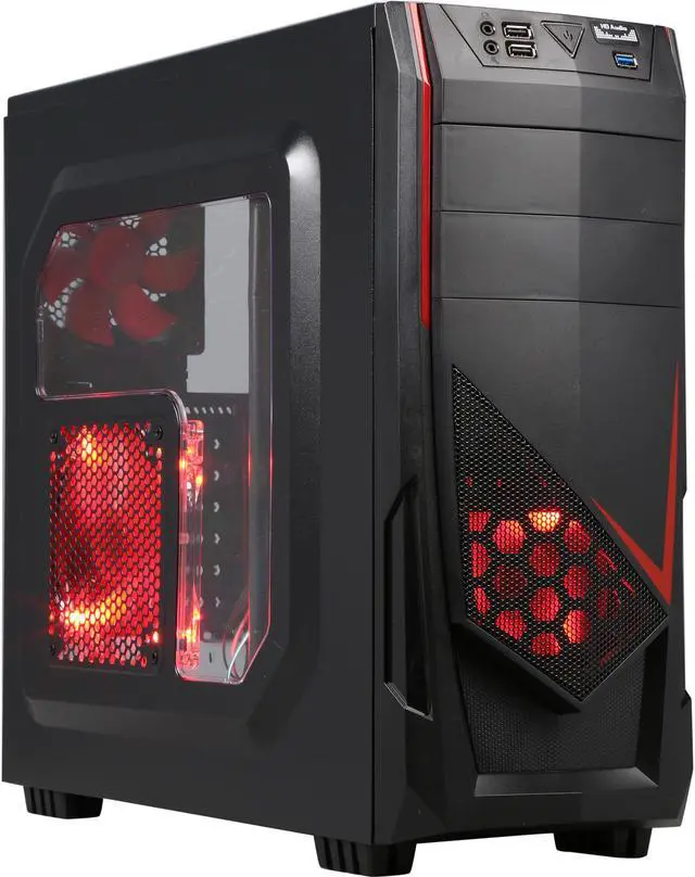 Main image of DIYPC Ranger-R4-R Black/Red USB 3.0 ATX Mid Tower Gaming Computer Case with 3 x Red Fans (1 x 120mm Side LED Fan, 1 x 120mm Front LED Fan, 1 x 120mm Rear Fan)