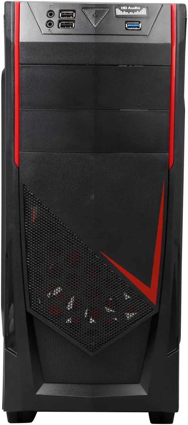 Alt view image 3 of 14 - DIYPC Ranger-R4-R Black/Red USB 3.0 ATX Mid Tower Gaming Computer Case with 3 x Red Fans (1 x 120mm Side LED Fan, 1 x 120mm Front LED Fan, 1 x 120mm Rear Fan)