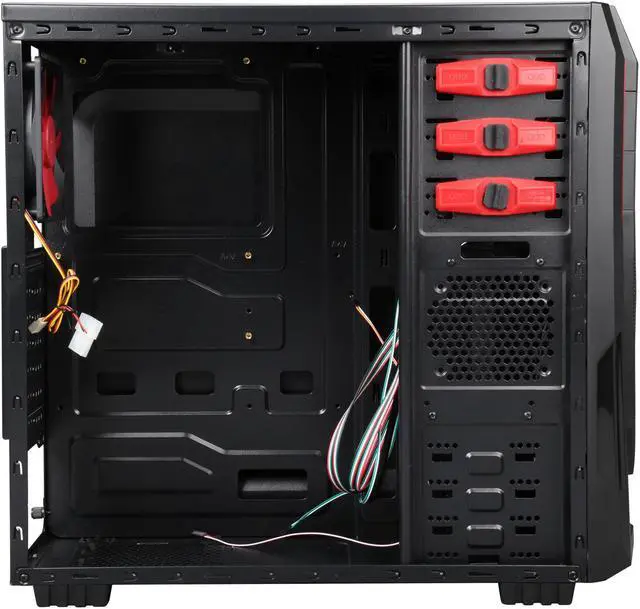Alt view image 8 of 14 - DIYPC Ranger-R4-R Black/Red USB 3.0 ATX Mid Tower Gaming Computer Case with 3 x Red Fans (1 x 120mm Side LED Fan, 1 x 120mm Front LED Fan, 1 x 120mm Rear Fan)