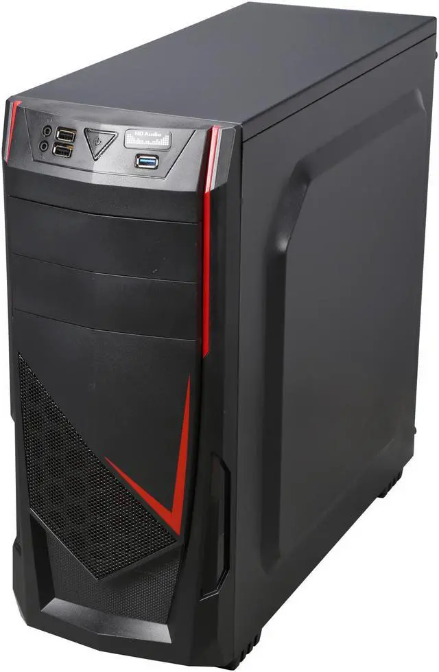 Alt view image 5 of 14 - DIYPC Ranger-R4-R Black/Red USB 3.0 ATX Mid Tower Gaming Computer Case with 3 x Red Fans (1 x 120mm Side LED Fan, 1 x 120mm Front LED Fan, 1 x 120mm Rear Fan)