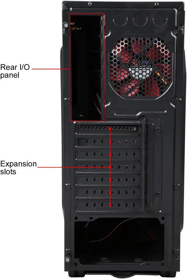 Alt view image 12 of 14 - DIYPC Ranger-R4-R Black/Red USB 3.0 ATX Mid Tower Gaming Computer Case with 3 x Red Fans (1 x 120mm Side LED Fan, 1 x 120mm Front LED Fan, 1 x 120mm Rear Fan)