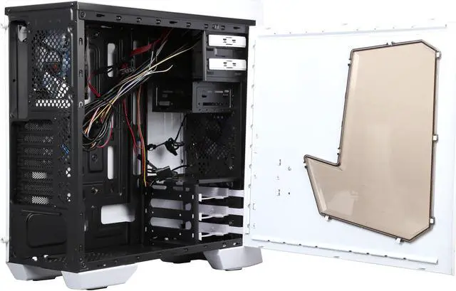 Alt view image 5 of 10 - DIYPC Gamemax-W White Dual USB 3.0 ATX Full Tower Gaming Computer Case with Build-in 5 x Blue Fans (2 x 120mm LED Fan x Top, 2 x 120mm LED Fan x Front, 1 x 120mm LED Fan x Rear), Water Cooling Ready