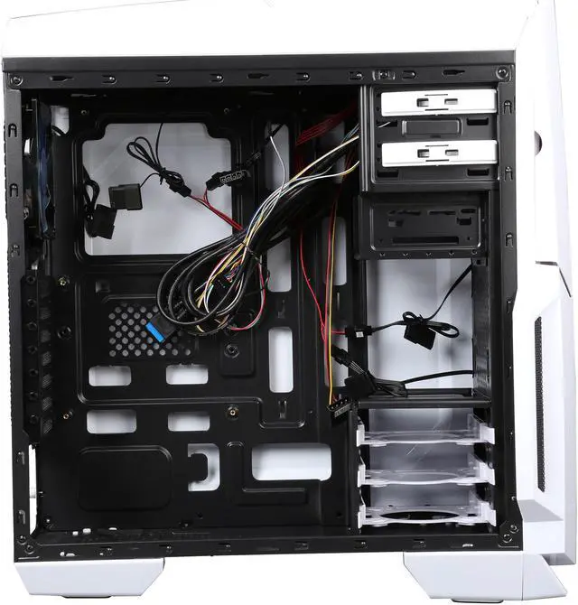 Alt view image 6 of 10 - DIYPC Gamemax-W White Dual USB 3.0 ATX Full Tower Gaming Computer Case with Build-in 5 x Blue Fans (2 x 120mm LED Fan x Top, 2 x 120mm LED Fan x Front, 1 x 120mm LED Fan x Rear), Water Cooling Ready