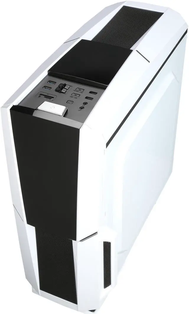 Alt view image 8 of 10 - DIYPC Gamemax-W White Dual USB 3.0 ATX Full Tower Gaming Computer Case with Build-in 5 x Blue Fans (2 x 120mm LED Fan x Top, 2 x 120mm LED Fan x Front, 1 x 120mm LED Fan x Rear), Water Cooling Ready