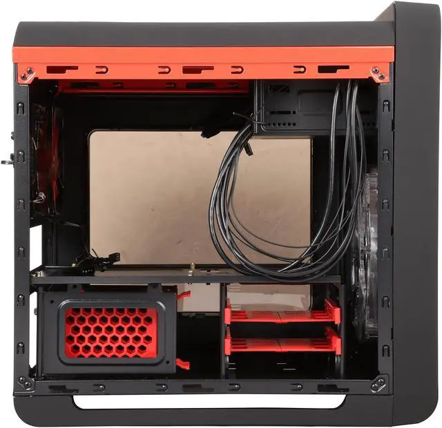 Alt view image 8 of 14 - DIYPC Cuboid-R Black / Red USB 3.0 Gaming Micro-ATX Mid Tower Computer Case w/ 1 x 140mm LED Red Fan x Front, 1 x 120mm LED Red Fan x Rear