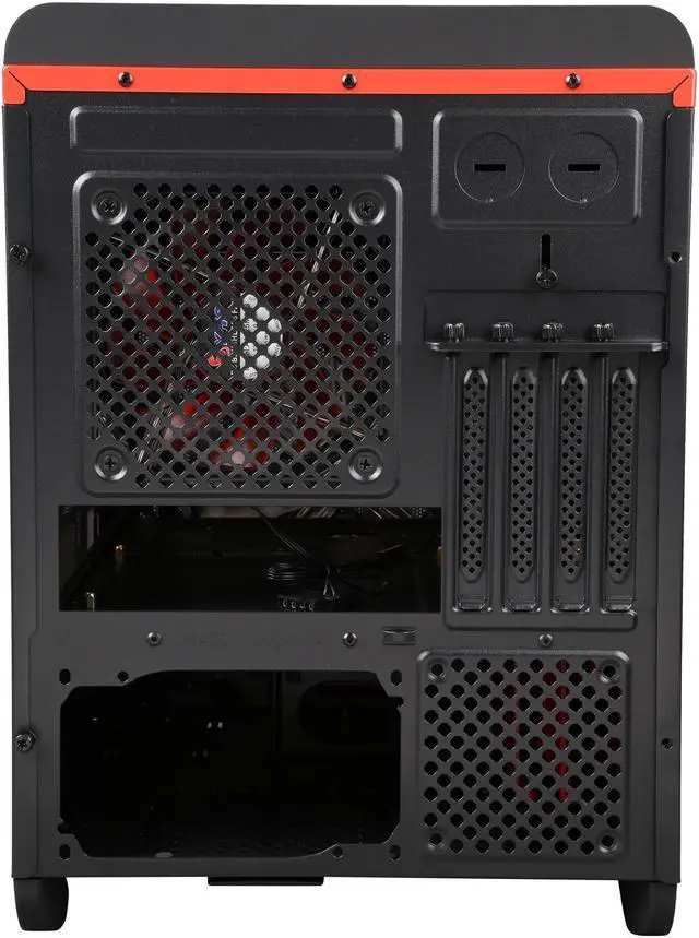 Alt view image 11 of 14 - DIYPC Cuboid-R Black / Red USB 3.0 Gaming Micro-ATX Mid Tower Computer Case w/ 1 x 140mm LED Red Fan x Front, 1 x 120mm LED Red Fan x Rear
