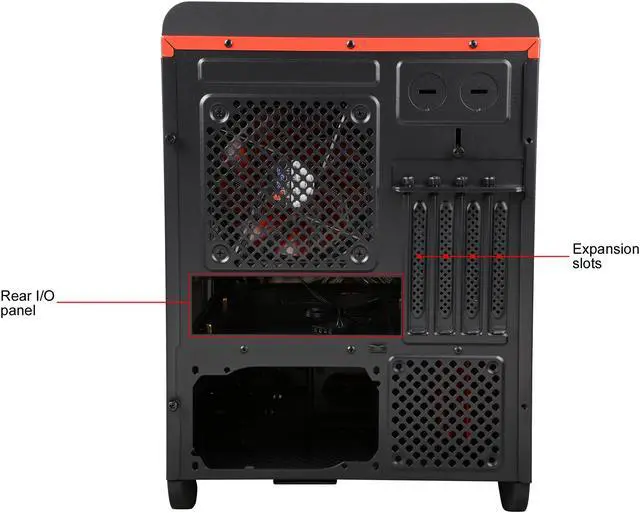 Alt view image 12 of 14 - DIYPC Cuboid-R Black / Red USB 3.0 Gaming Micro-ATX Mid Tower Computer Case w/ 1 x 140mm LED Red Fan x Front, 1 x 120mm LED Red Fan x Rear